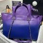 Chanel Shopping Tote Shaded Calfskin & Silver-Tone Metal Purple Blue& Pink