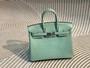 Hermes Mint Birkin Bag 25cm Alligator Palladium Hardware Hermes Mint Birkin Bag 25cm Alligator Palladium Hardware