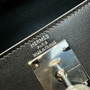 Hermes LIMITED EDITION BLACK SWIFT LEATHER LAKIS KELLY 28 WITH Palladium HARDWARE 