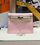  Hermes Horseshoe  09 Sakura Pink/ Craie Kelly Danse Bag Evercolour Leather Palladium Hardware