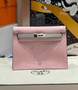  Hermes Horseshoe  09 Sakura Pink/ Craie Kelly Danse Bag Evercolour Leather Palladium Hardware