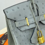 Hermes Gris Mouette Birkin Bag 30cm KK Ostrich Leather Gold Hardware
