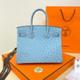 Hermes Celest Birkin Bag 30cm KK Ostrich Leather Palladium Hardware