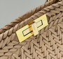 Fendi Peekaboo ISeeU Petite Brown interlaced leather bag with Selleria waxed thread