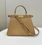 Fendi Peekaboo ISeeU Petite Brown interlaced leather bag with Selleria waxed thread