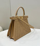 Fendi Peekaboo ISeeU Petite Brown interlaced leather bag with Selleria waxed thread