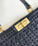 Fendi Peekaboo ISeeU Petite Black interlaced leather bag with Selleria waxed thread