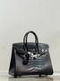 Hermes Special Order Horseshoe Birkin 25cm Black Alligator  with Palladium hardware Hermes Special Order Horseshoe Birkin 25cm Black Alligator  with Palladium hardware