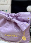 CHANEL 22 SMALL HANDBAG GOLD LOGO IN PURPLE CHANEL 22 SMALL HANDBAG GOLD LOGO IN PURPLE
