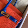 Hermes Special Order Birkin 25cm Matte Alligator Orange / Blu Electric with Gold hardware