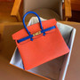 Hermes Special Order Birkin 25cm Matte Alligator Orange / Blu Electric with Gold hardware