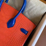 Hermes Special Order Birkin 25cm Matte Alligator Orange / Blu Electric with Gold hardware