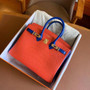Hermes Special Order Birkin 25cm Matte Alligator Orange / Blu Electric with Gold hardware