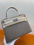 Hermes Special Order Etoupe/Craie Kelly 25 cm Epsom Palladium Hardware