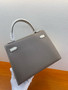 Hermes Special Order Etoupe/Craie Kelly 25 cm Epsom Palladium Hardware
