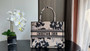 Christian Dior Medium Dior Book Tote  Beige and Black Fleurs Mystiques Embroidery