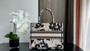Christian Dior Medium Dior Book Tote  Beige and Black Fleurs Mystiques Embroidery