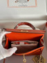 Hermès Orange Mini Kelly II Chevre  Mysore Leather Gold  hardware