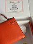 Hermès Orange Mini Kelly II Chevre  Mysore Leather Gold  hardware