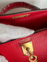 Hermès Red Mini Kelly II Chevre  Mysore Leather Gold  hardware
