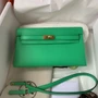 Hermes Kelly Elan bag Sellier Comic Green Chevre goatsk in Gold hardware
