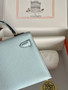 Hermès Bleu Pale Mini Kelly II Chevre  Mysore Leather Gold  hardware