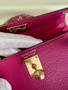 Hermès Rose Pourer Mini Kelly II Chevre  Mysore Leather Gold  hardware