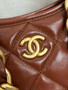 CHANEL SMALL HOBO BAG Brown Shiny Lambskin
