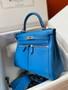 Hermes LIMITED EDITION  Bleu Electrique SWIFT LEATHER LAKIS KELLY 28 WITH GOLD HARDWARE 