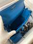 Hermes LIMITED EDITION  Bleu Electrique SWIFT LEATHER LAKIS KELLY 28 WITH GOLD HARDWARE 