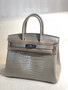 Hermes Gris Paris  Birkin 30 in Porosus  Crocodile with Palladium hardware Hermes Gris Paris  Birkin 30 in Porosus  Crocodile with Palladium hardware