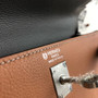 HERMÈS HSS Special Order Kelly 25 handbag in Gold and Etan Evercolor leather with Brushed Palladium hardware