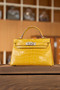 Hermès Kelly 20 Mini II Sellier Amber Alligator Palladium Hardware  Hermès Kelly 20 Mini II Sellier Amber Alligator Palladium Hardware