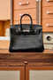 Hermes Black Birkin 25 in Porosus  Crocodile with Palladium hardware Hermes Black Birkin 25 in Porosus  Crocodile with Palladium hardware