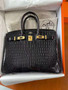Hermes Black Birkin 25 in Porosus  Crocodile with Gold hardware Hermes Black Birkin 25 in Porosus  Crocodile with Gold hardware