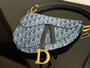 Christian Dior Saddle Bag with Strap  Blue Denim Dior Oblique Jacquard  Christian Dior Saddle Bag with Strap  Blue Denim Dior Oblique Jacquard