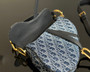 Christian Dior Saddle Bag with Strap  Blue Denim Dior Oblique Jacquard  Christian Dior Saddle Bag with Strap  Blue Denim Dior Oblique Jacquard