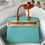 Hermès Blue Atoll/Toffee Birkin 30 cm Swift Leather Palladium Hardware  Hermès Blue Atoll/Toffee Birkin 30 cm Swift Leather Palladium Hardware