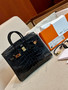 HERMES Black Alligator Crocodile Moreletti Lisse 