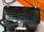 HERMES SHINY BLACK POROSUS CROCODILE MINI CONSTANCE 18 WITH GOLD & DIAMOND HARDWARE