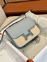Hermes 8U Bleu Glacier Constance 18 Epsom bag with Palladium Hardwares 
