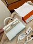Hermès White Mini Kelly II Swift Leather Palladium hardware Hermès White Mini Kelly II Swift Leather Palladium hardware