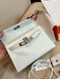 Hermès White Mini Kelly II Swift Leather Palladium hardware Hermès White Mini Kelly II Swift Leather Palladium hardware