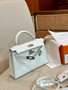 Hermès White Mini Kelly II Swift Leather Palladium hardware Hermès White Mini Kelly II Swift Leather Palladium hardware