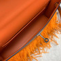 Hermes Kelly Elan Shoulder Strap Bag with Ostrich Feathers Orange
