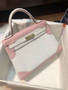 Hermes Special Order Craie/ Pink Kelly 28 Lace Bag Togo and Swift Leather