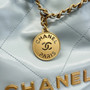 CHANEL 22 MINI HANDBAG GOLD LOGO SS2024 Baby Blue