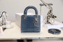 Christian Dior Mini Lady Dior handbag in Bleu Tempete Crocodile
