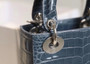 Christian Dior Mini Lady Dior handbag in Bleu Tempete Crocodile