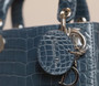 Christian Dior Mini Lady Dior handbag in Bleu Tempete Crocodile